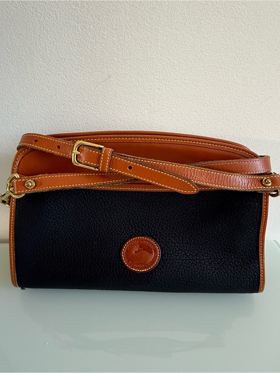 Dooney & Bourke Accessories - Dooney & Bourke Black Pebbled Crossbody with Brown Logo Patch
